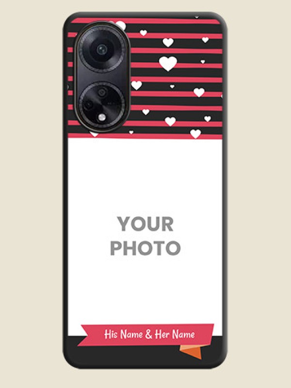 Custom White Color Love Symbols with Pink Lines Pattern on Space Black Custom Soft Matte Phone Cases - Oppo F23 5G - alternate view