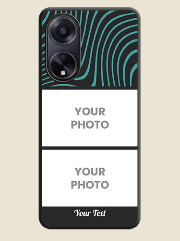 Custom Wave Pattern with 2 Image Holder on Space Black Personalized Soft Matte Phone Covers - Oppo F23 5G - alternate view