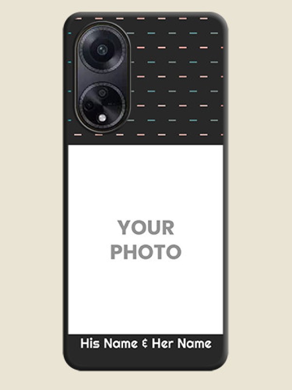 Custom Line Pattern Design with Text on Space Black Custom Soft Matte Phone Back Cover - Oppo F23 5G - alternate view