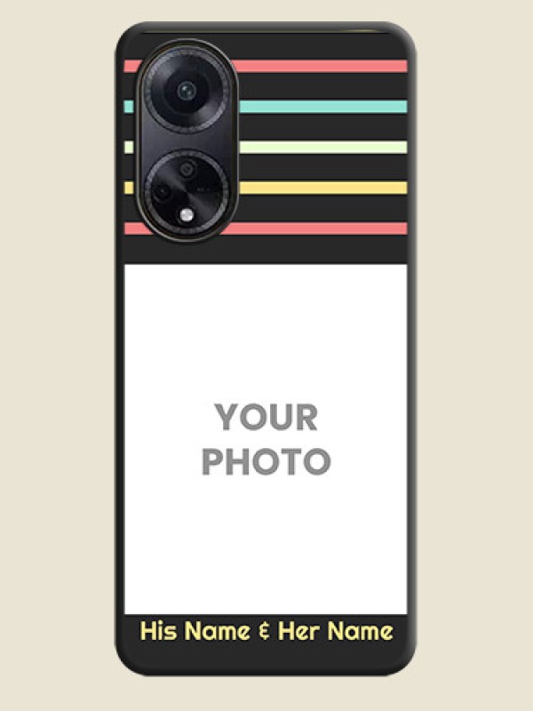 Custom Color Stripes with Photo and Text - Photo on Space Black Soft Matte Mobile Case - Oppo F23 5G - alternate view