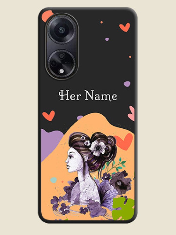Custom Namecase For Her With Fancy Lady Image On Space Black Personalized Soft Matte Phone Covers - Oppo F23 5G - alternate view