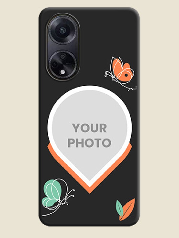 Custom Upload Pic With Simple Butterly Design On Space Black Personalized Soft Matte Phone Covers - Oppo F23 5G - alternate view