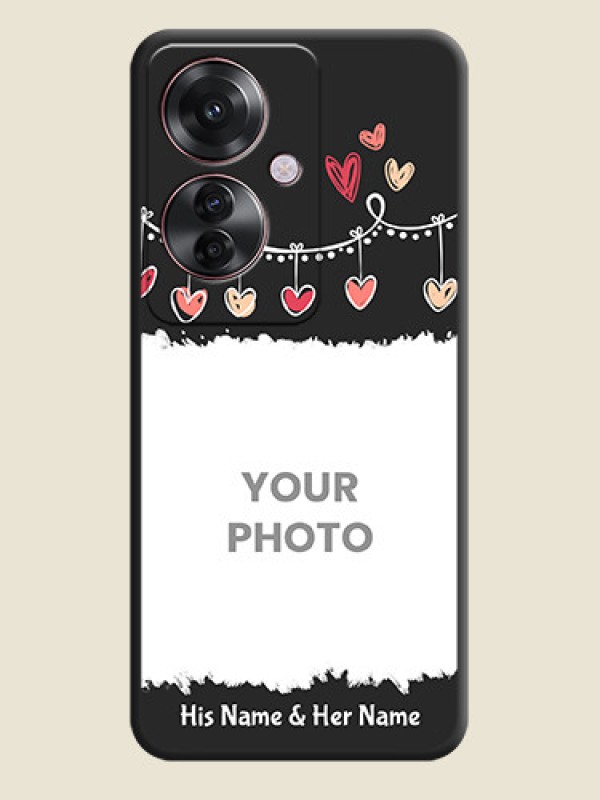 Custom Pink Love Hangings with Name On Space Black Custom Soft Matte Mobile Back Cover - Oppo F25 Pro 5G - alternate view