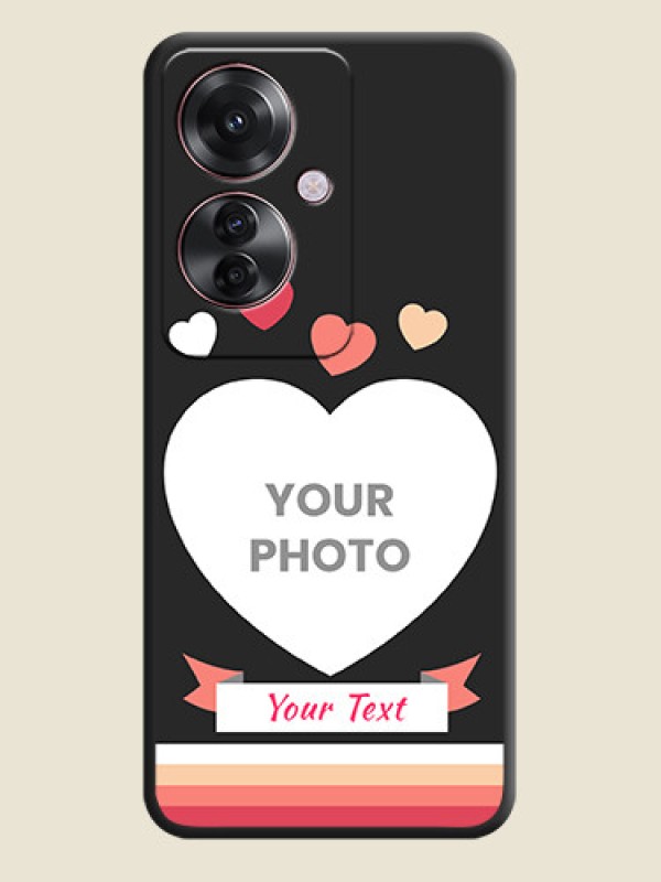 Custom Love Shaped Photo with Colorful Stripes On Space Black Custom Soft Matte Mobile Back Cover - Oppo F25 Pro 5G - alternate view