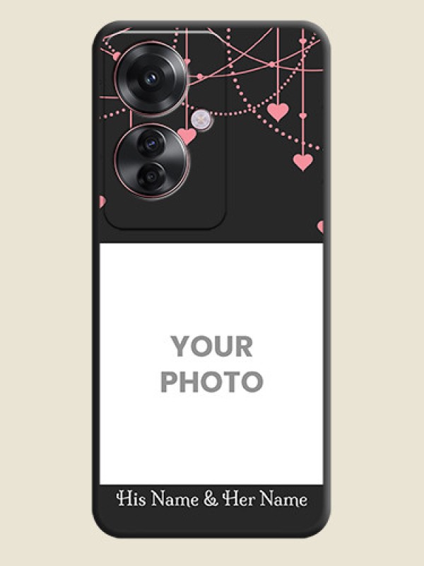 Custom Pink Love Hangings with Text On Space Black Custom Soft Matte Mobile Back Cover - Oppo F25 Pro 5G - alternate view