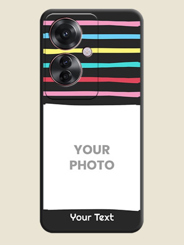Custom Multicolor Lines with Image On Space Black Custom Soft Matte Mobile Back Cover - Oppo F25 Pro 5G - alternate view