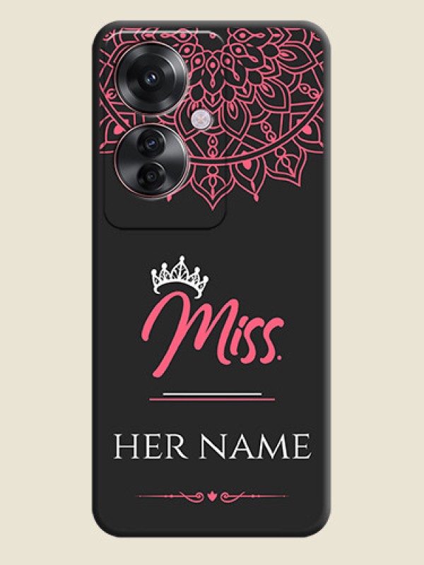 Custom Mrs Name with Floral Design On Space Black Custom Soft Matte Mobile Back Cover - Oppo F25 Pro 5G - alternate view