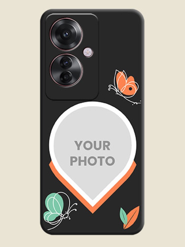 Custom Upload Pic With Simple Butterly Design On Space Black Custom Soft Matte Mobile Back Cover - Oppo F25 Pro 5G - alternate view