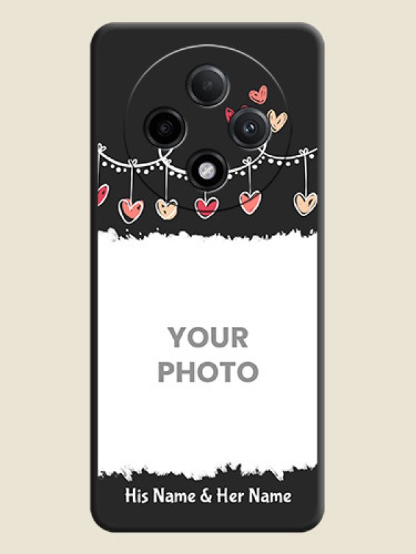 Custom Pink Love Hangings with Name On Space Black Custom Soft Matte Mobile Back Cover - Oppo F27 Pro Plus 5G - alternate view