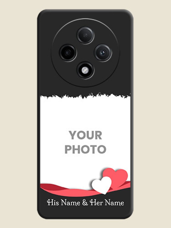 Custom Pin Color Love Shaped Ribbon Design with Text On Space Black Custom Soft Matte Mobile Back Cover - Oppo F27 Pro Plus 5G - alternate view