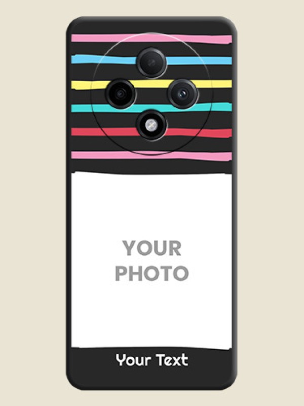 Custom Multicolor Lines with Image On Space Black Custom Soft Matte Mobile Back Cover - Oppo F27 Pro Plus 5G - alternate view