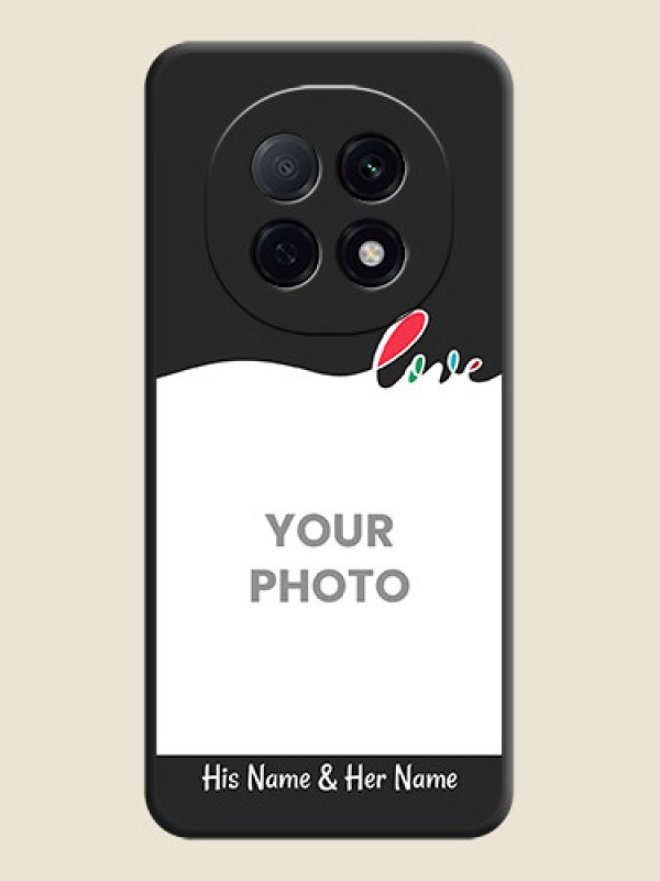 Custom Fall in Love Pattern with Picture on Photo On Space Black Custom Soft Matte Mobile Back Cover - Oppo F29 5G - alternate view