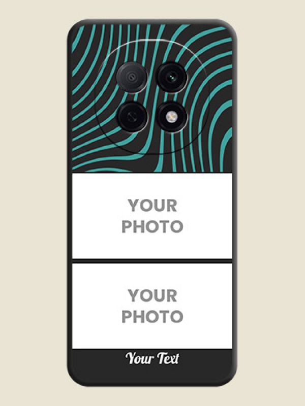 Custom Wave Pattern with 2 Image Holder On Space Black Custom Soft Matte Mobile Back Cover - Oppo F29 5G - alternate view