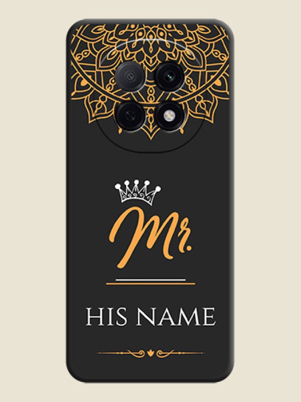 Custom Mr Name with Floral Design On Space Black Custom Soft Matte Mobile Back Cover - Oppo F29 5G - alternate view