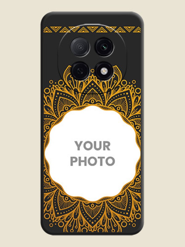 Custom Round Image with Floral Design On Space Black Custom Soft Matte Mobile Back Cover - Oppo F29 Pro 5G - alternate view