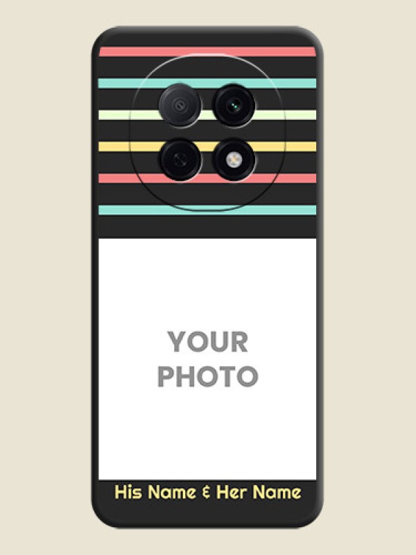 Custom Color Stripes with Photo and Text on Photo On Space Black Custom Soft Matte Mobile Back Cover - Oppo F29 Pro 5G - alternate view