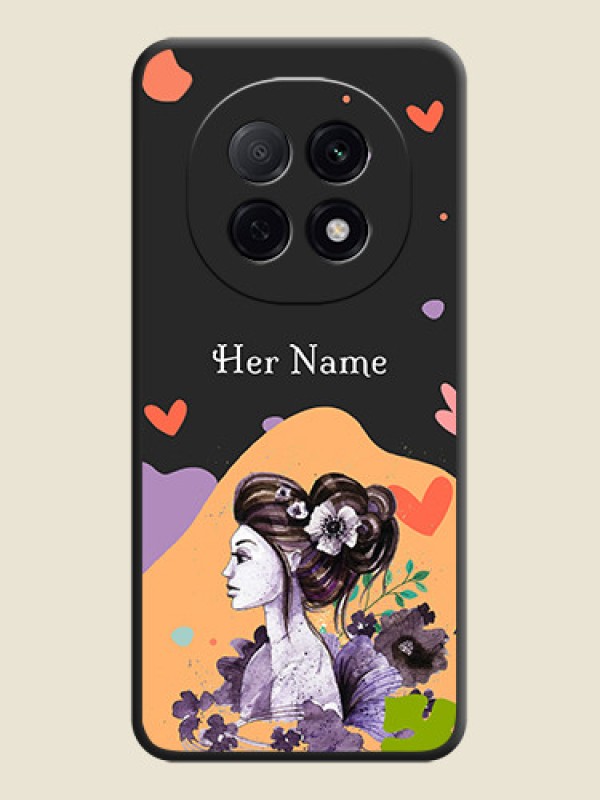 Custom Namecase For Her With Fancy Lady Image On Space Black Custom Soft Matte Mobile Back Cover - Oppo F29 Pro 5G - alternate view