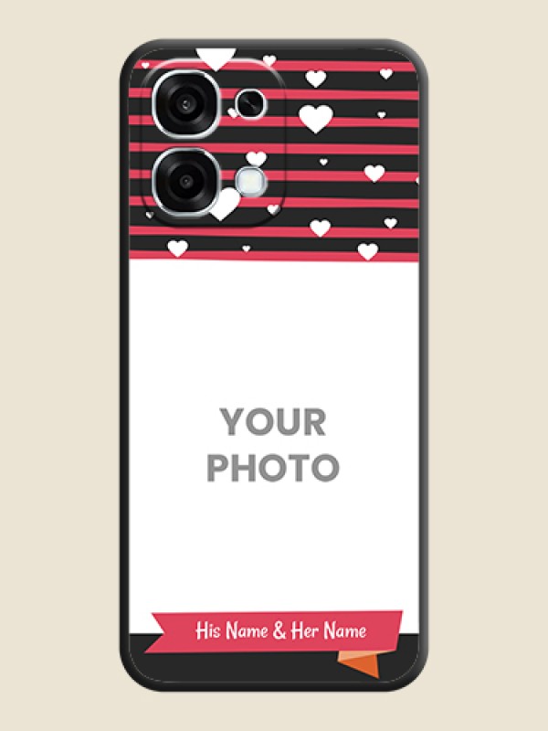 Custom White Color Love Symbols with Pink Lines Pattern On Space Black Custom Soft Matte Mobile Back Cover - Oppo F31 5G - alternate view