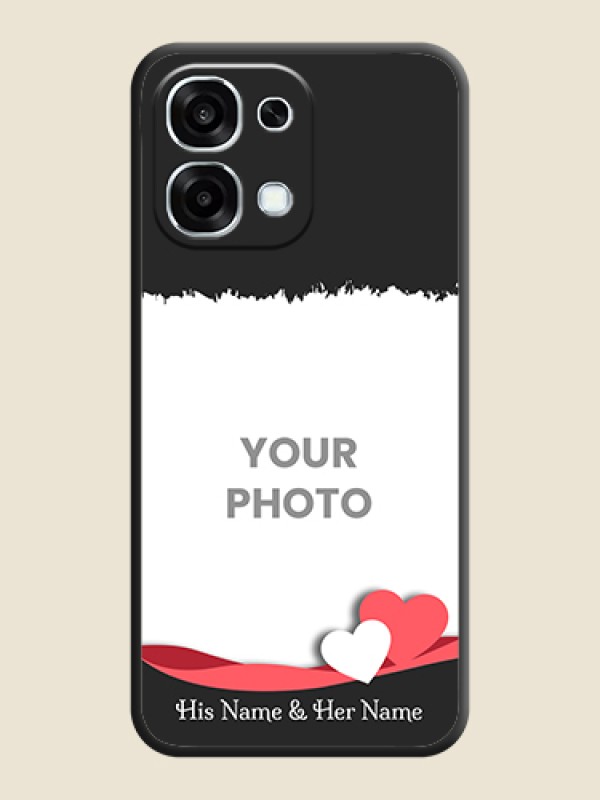 Custom Pin Color Love Shaped Ribbon Design with Text On Space Black Custom Soft Matte Mobile Back Cover - Oppo F31 5G - alternate view