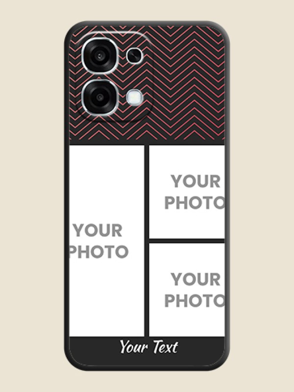 Custom Wave Pattern with 3 Image Holder On Space Black Custom Soft Matte Mobile Back Cover - Oppo F31 5G - alternate view