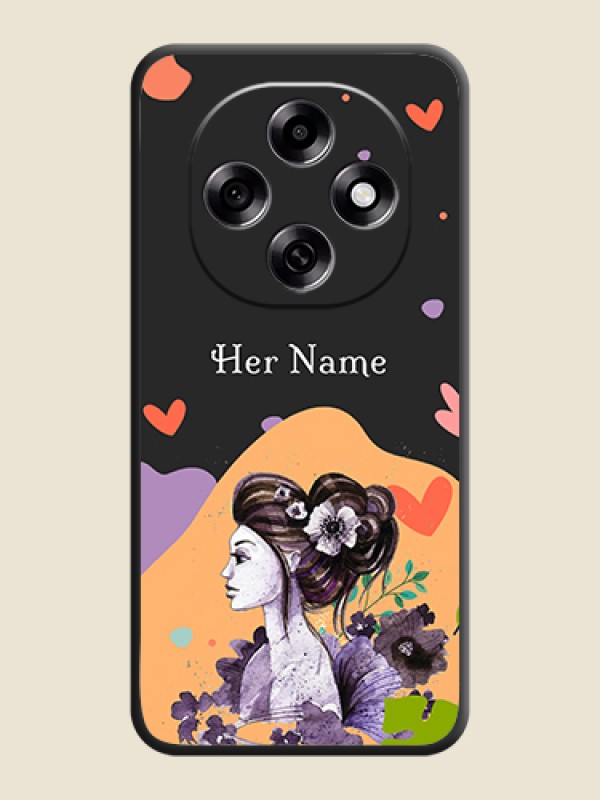 Custom Namecase For Her With Fancy Lady Image On Space Black Custom Soft Matte Mobile Back Cover - Oppo F31 Pro 5G - alternate view
