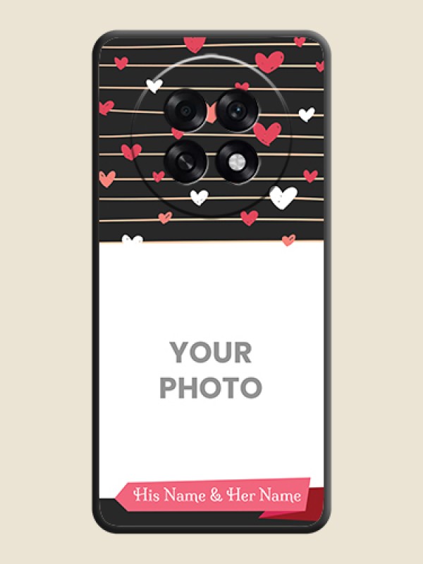 Custom Love Pattern with Name on Pink Ribbon on Photo On Space Black Custom Soft Matte Mobile Back Cover - Oppo F31 Pro Plus 5G - alternate view