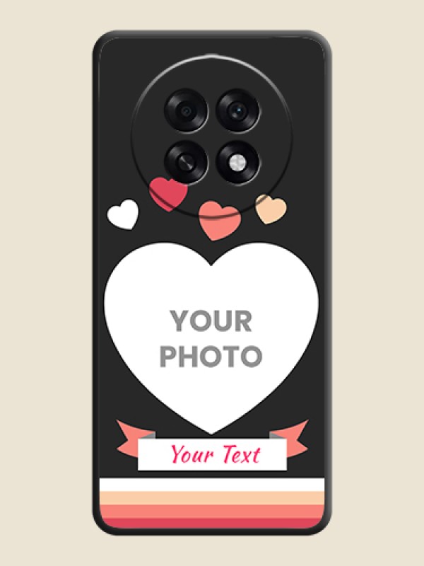 Custom Love Shaped Photo with Colorful Stripes On Space Black Custom Soft Matte Mobile Back Cover - Oppo F31 Pro Plus 5G - alternate view