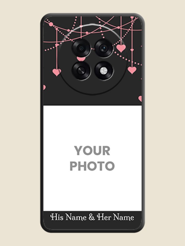 Custom Pink Love Hangings with Text On Space Black Custom Soft Matte Mobile Back Cover - Oppo F31 Pro Plus 5G - alternate view