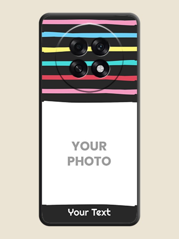 Custom Multicolor Lines with Image On Space Black Custom Soft Matte Mobile Back Cover - Oppo F31 Pro Plus 5G - alternate view