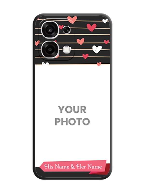 Custom Love Pattern with Name on Pink Ribbon on Photo On Space Black Custom Soft Matte Mobile Back Cover - Oppo F33 5G - alternate view