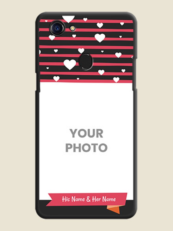 Custom White Color Love Symbols with Pink Lines Pattern on Space Black Custom Soft Matte Phone Cases - Oppo F5 - alternate view
