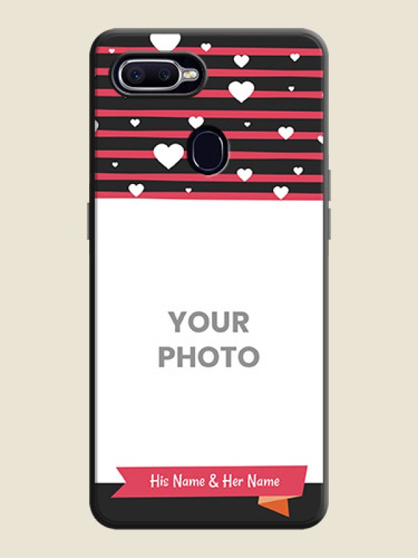 Custom White Color Love Symbols with Pink Lines Pattern on Space Black Custom Soft Matte Phone Cases - Oppo F9 Pro - alternate view
