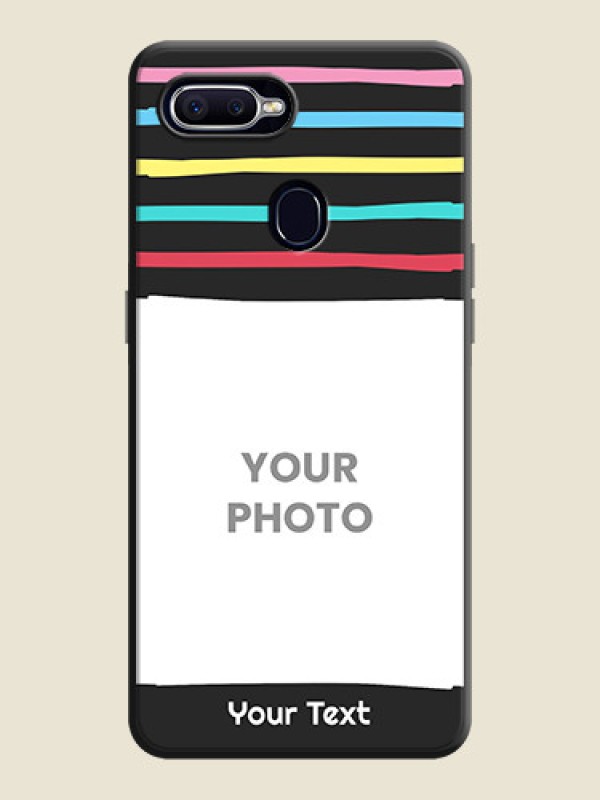 Custom Multicolor Lines with Image on Space Black Personalized Soft Matte Phone Covers - Oppo F9 Pro - alternate view