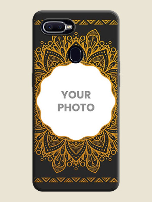 Custom Round Image with Floral Design - Photo on Space Black Soft Matte Mobile Cover - Oppo F9 Pro - alternate view