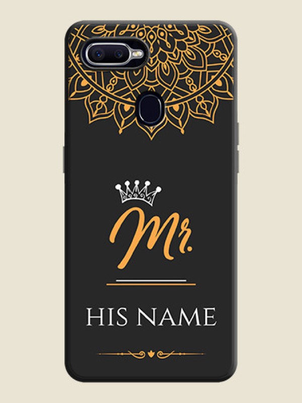 Custom Mr Name with Floral Design  on Personalised Space Black Soft Matte Cases - Oppo F9 Pro - alternate view