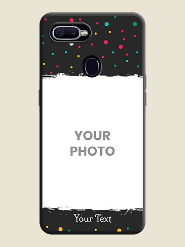 Custom Multicolor Dotted Pattern with Text on Space Black Custom Soft Matte Phone Back Cover - Oppo F9 - alternate view