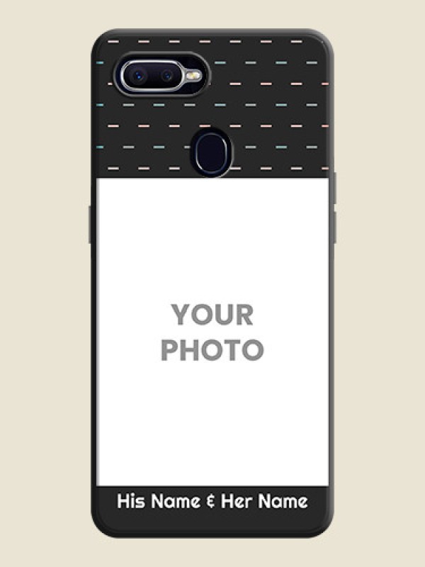 Custom Line Pattern Design with Text on Space Black Custom Soft Matte Phone Back Cover - Oppo F9 - alternate view