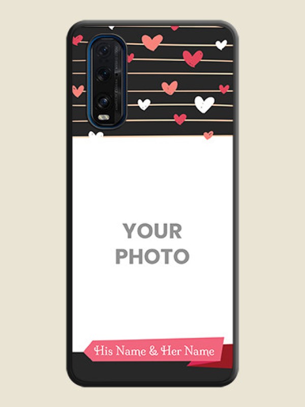 Custom Love Pattern with Name on Pink Ribbon on Photo on Space Black Soft Matte Back Cover - Oppo Find X2 - alternate view