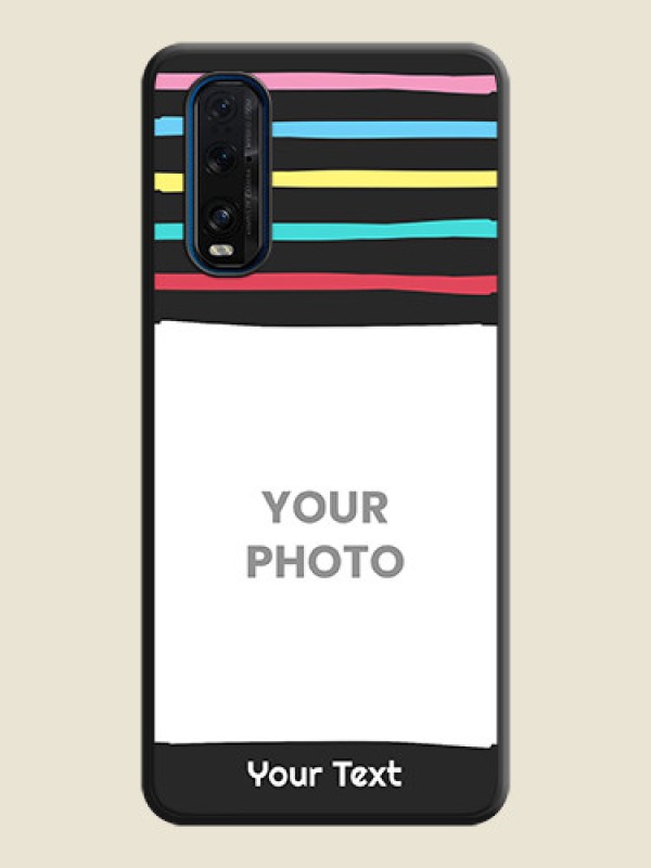 Custom Multicolor Lines with Image on Space Black Personalized Soft Matte Phone Covers - Oppo Find X2 - alternate view