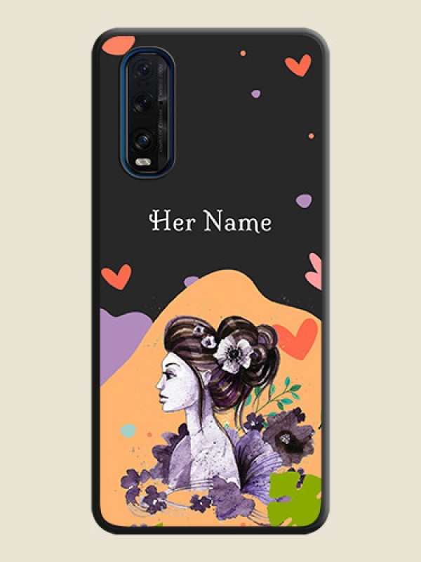 Custom Namecase For Her With Fancy Lady Image On Space Black Personalized Soft Matte Phone Covers -Oppo Find X2 - alternate view