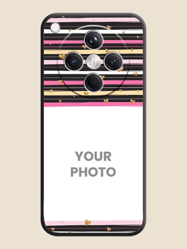 Custom Multicolor Lines and Golden Love Symbols Design on Photo On Space Black Custom Soft Matte Mobile Back Cover - Oppo Find X8 5G - alternate view