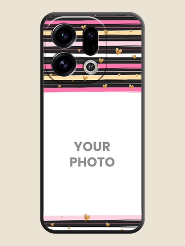 Custom Multicolor Lines and Golden Love Symbols Design on Photo On Space Black Custom Soft Matte Mobile Back Cover - Oppo Find X9 5G - alternate view