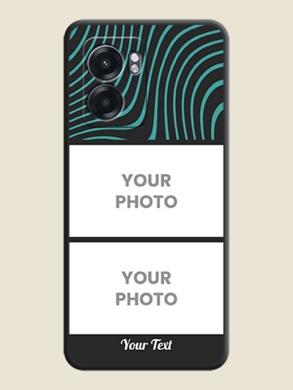 Custom Wave Pattern with 2 Image Holder on Space Black Personalized Soft Matte Phone Covers - Oppo K10 5G - alternate view