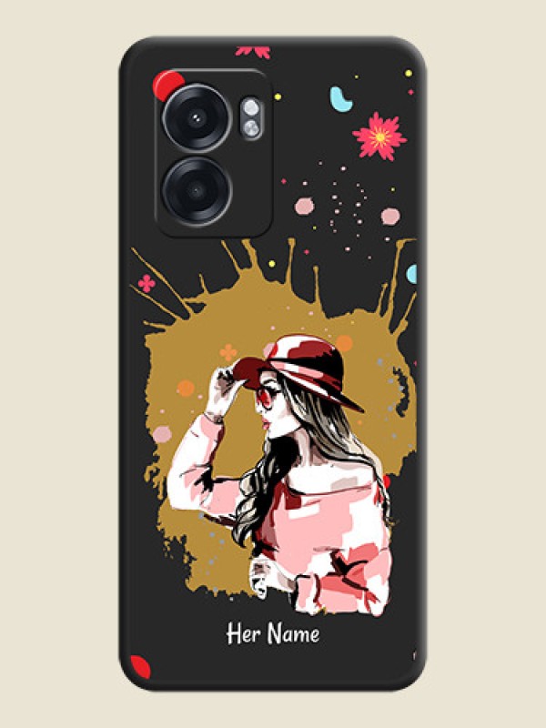 Custom Mordern Lady With Color Splash Background With Custom Text On Space Black Personalized Soft Matte Phone Covers -Oppo K10 5G - alternate view