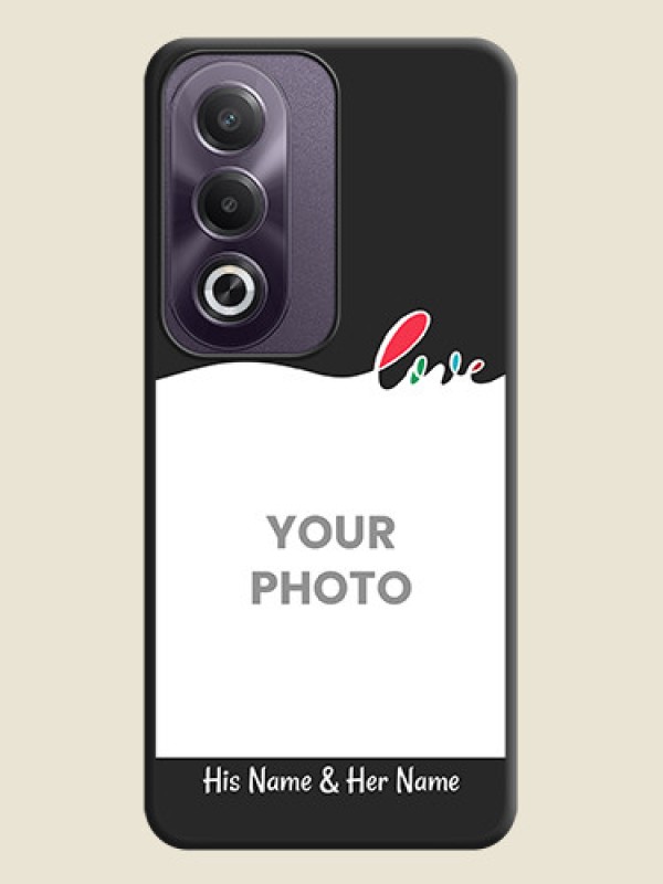Custom Fall in Love Pattern with Picture on Photo On Space Black Custom Soft Matte Mobile Back Cover - Oppo K12x 5G - alternate view