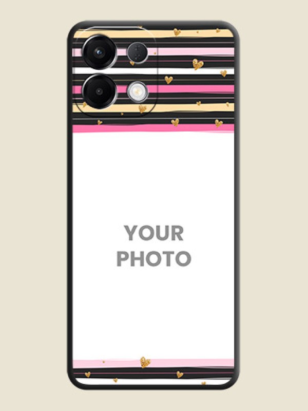 Custom Multicolor Lines and Golden Love Symbols Design on Photo On Space Black Custom Soft Matte Mobile Back Cover - Oppo K13 5G - alternate view
