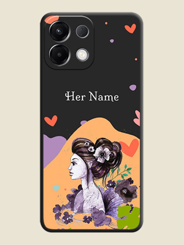 Custom Namecase For Her With Fancy Lady Image On Space Black Custom Soft Matte Mobile Back Cover - Oppo K13 5G - alternate view