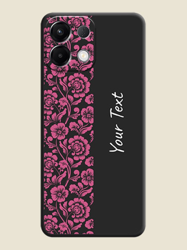 Custom Pink Floral Pattern Design With Custom Text On Space Black Custom Soft Matte Mobile Back Cover - Oppo K13 5G - alternate view