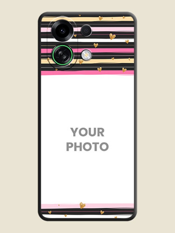 Custom Multicolor Lines and Golden Love Symbols Design on Photo On Space Black Custom Soft Matte Mobile Back Cover - Oppo K13 Turbo Pro 5G - alternate view