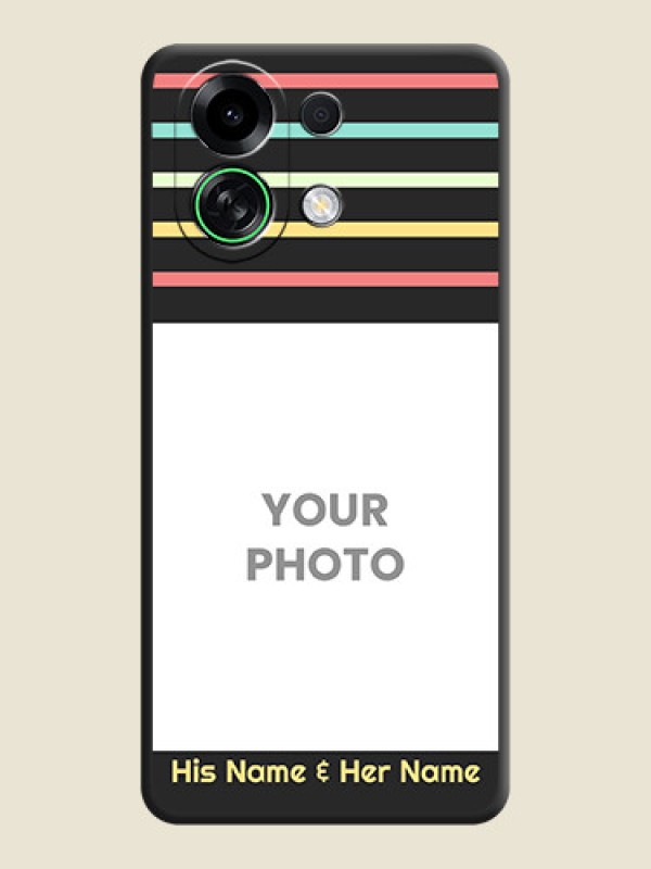 Custom Color Stripes with Photo and Text on Photo On Space Black Custom Soft Matte Mobile Back Cover - Oppo K13 Turbo Pro 5G - alternate view